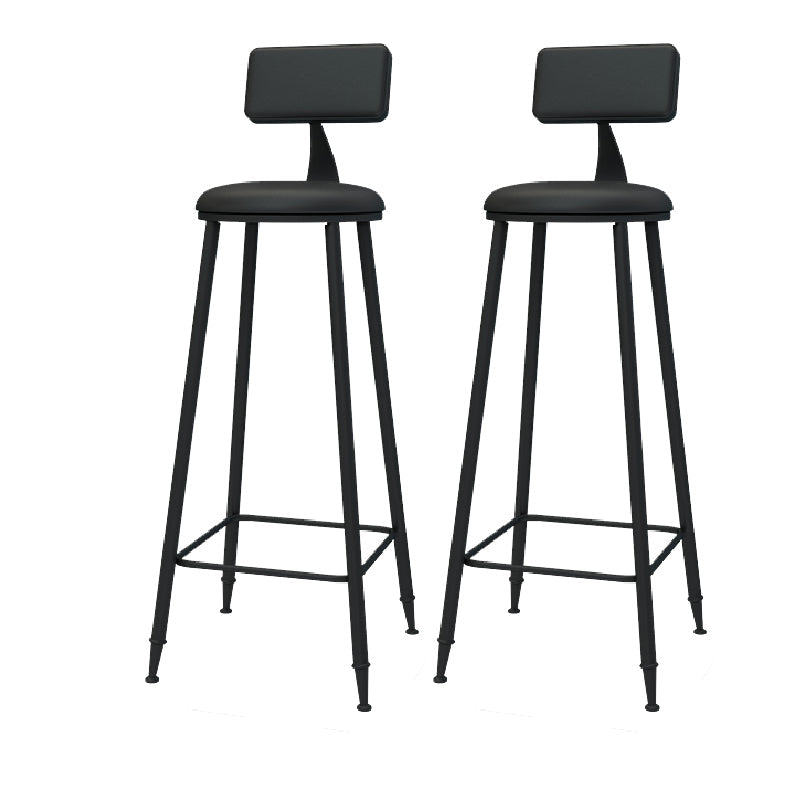 Nordic Armless Backrest Counter Stool Iron Kitchen Bar Stool with Leather Cushion