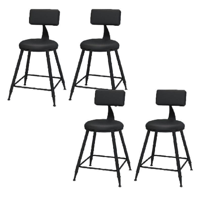 Nordic Armless Backrest Counter Stool Iron Kitchen Bar Stool with Leather Cushion