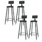 Nordic Armless Backrest Counter Stool Iron Kitchen Bar Stool with Leather Cushion