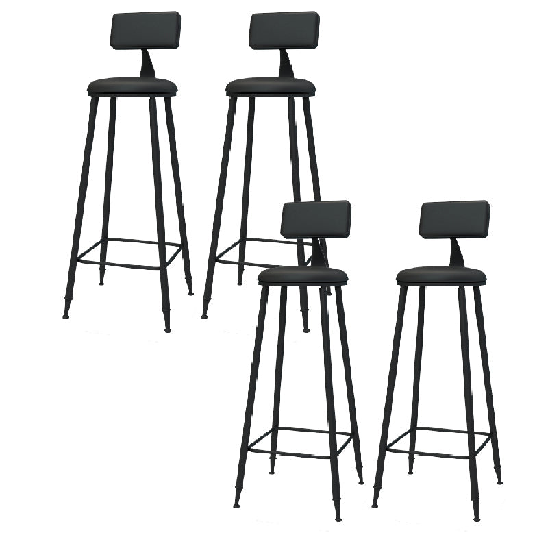 Nordic Armless Backrest Counter Stool Iron Kitchen Bar Stool with Leather Cushion