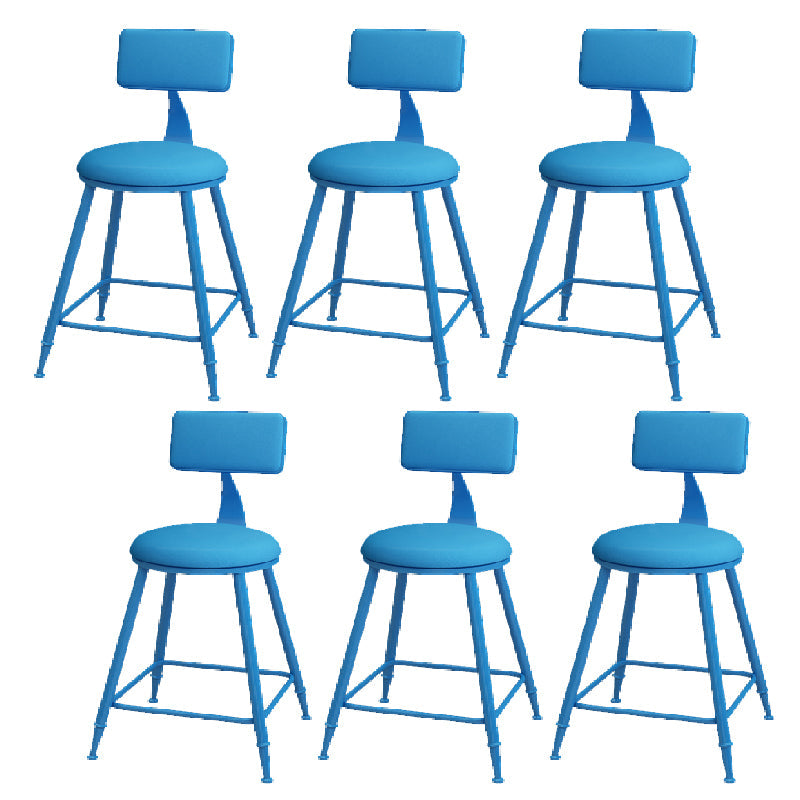 Nordic Armless Backrest Counter Stool Iron Kitchen Bar Stool with Leather Cushion