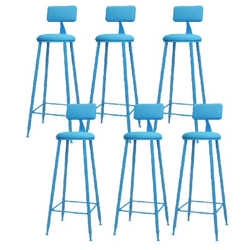 Nordic Armless Backrest Counter Stool Iron Kitchen Bar Stool with Leather Cushion