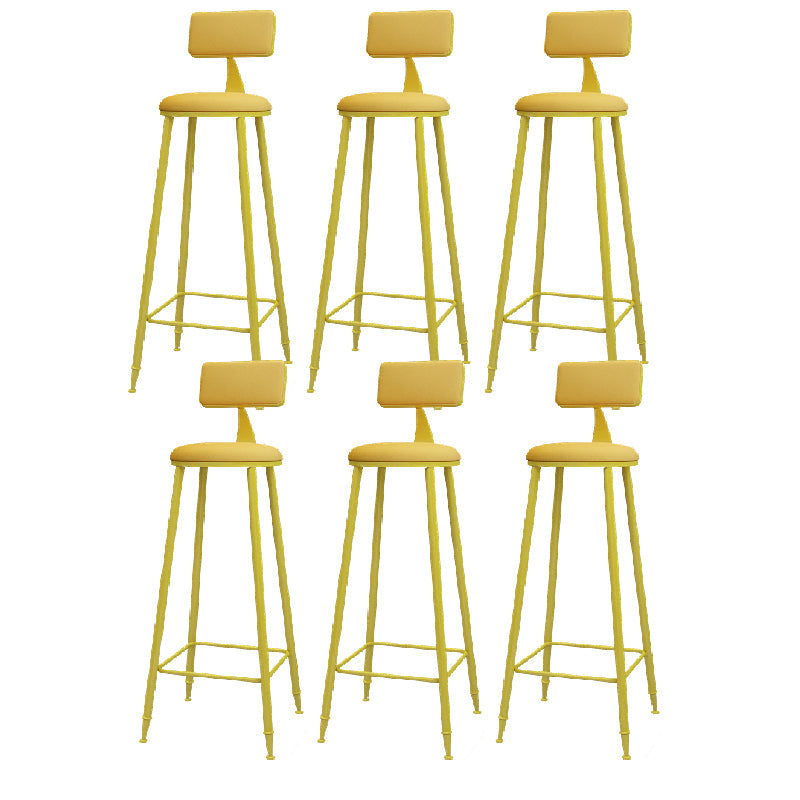 Nordic Armless Backrest Counter Stool Iron Kitchen Bar Stool with Leather Cushion