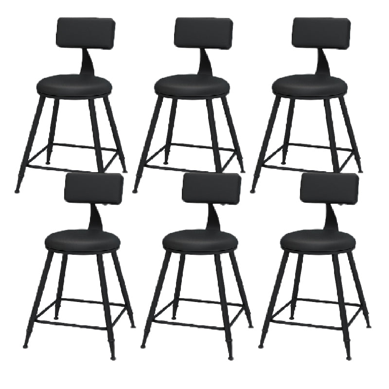 Nordic Armless Backrest Counter Stool Iron Kitchen Bar Stool with Leather Cushion