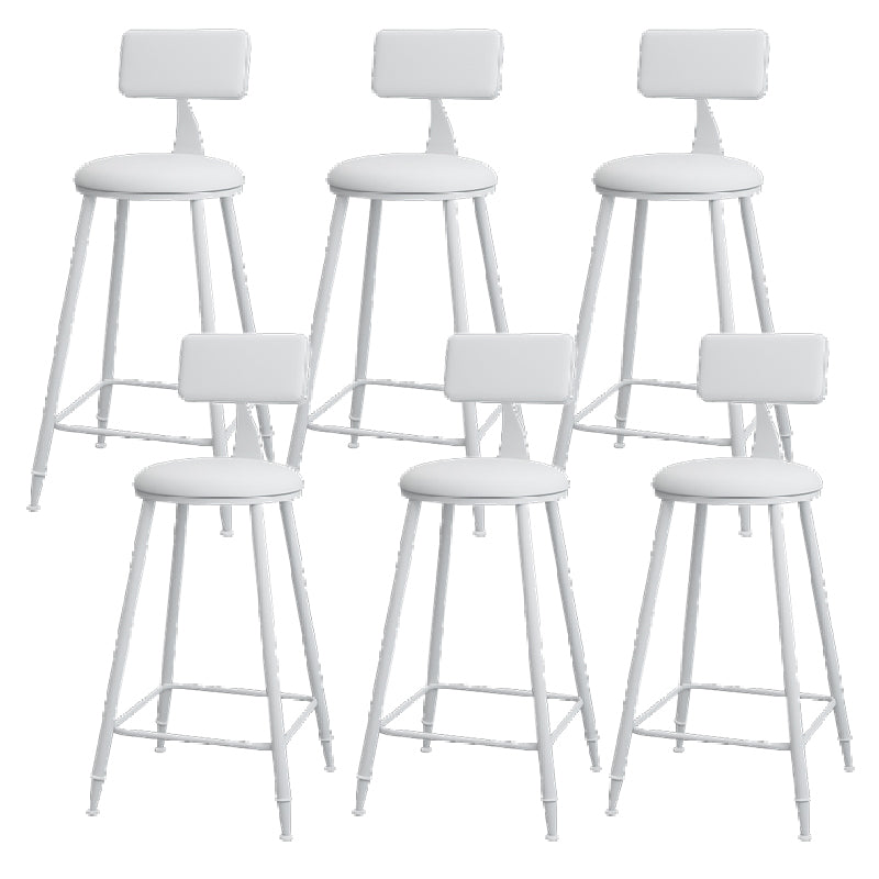 Nordic Armless Backrest Counter Stool Iron Kitchen Bar Stool with Leather Cushion