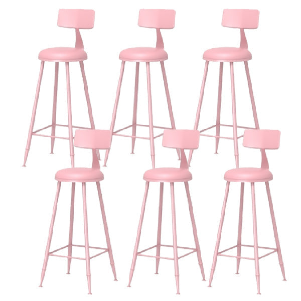 Nordic Armless Backrest Counter Stool Iron Kitchen Bar Stool with Leather Cushion