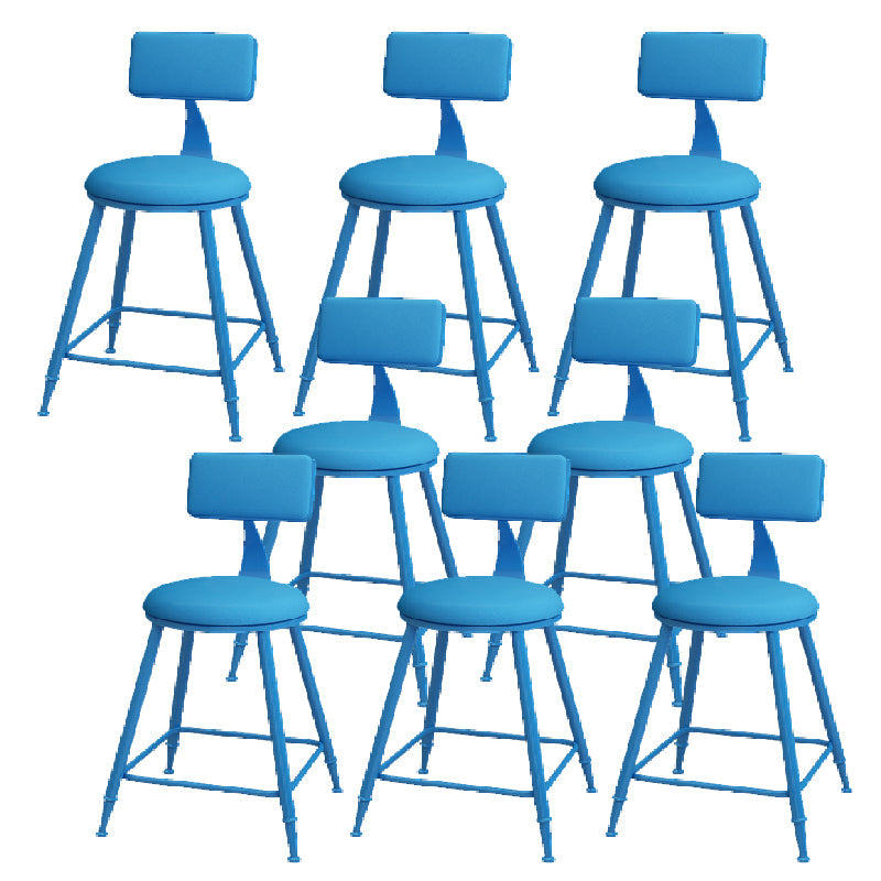 Nordic Armless Backrest Counter Stool Iron Kitchen Bar Stool with Leather Cushion