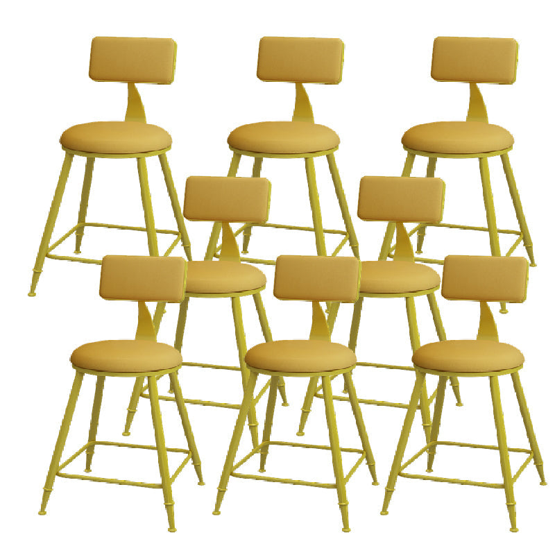 Nordic Armless Backrest Counter Stool Iron Kitchen Bar Stool with Leather Cushion