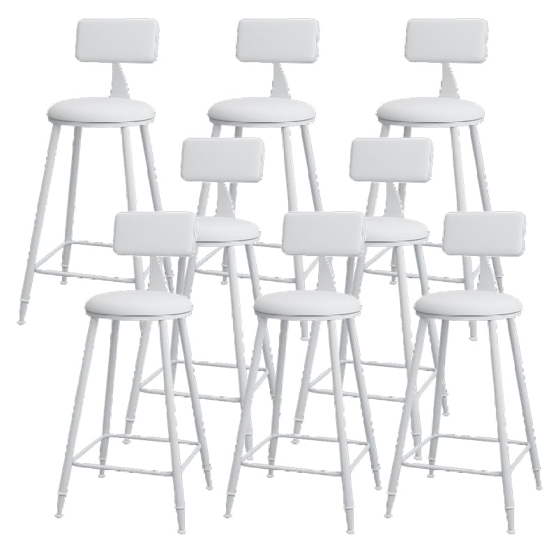 Nordic Armless Backrest Counter Stool Iron Kitchen Bar Stool with Leather Cushion