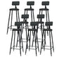 Nordic Armless Backrest Counter Stool Iron Kitchen Bar Stool with Leather Cushion