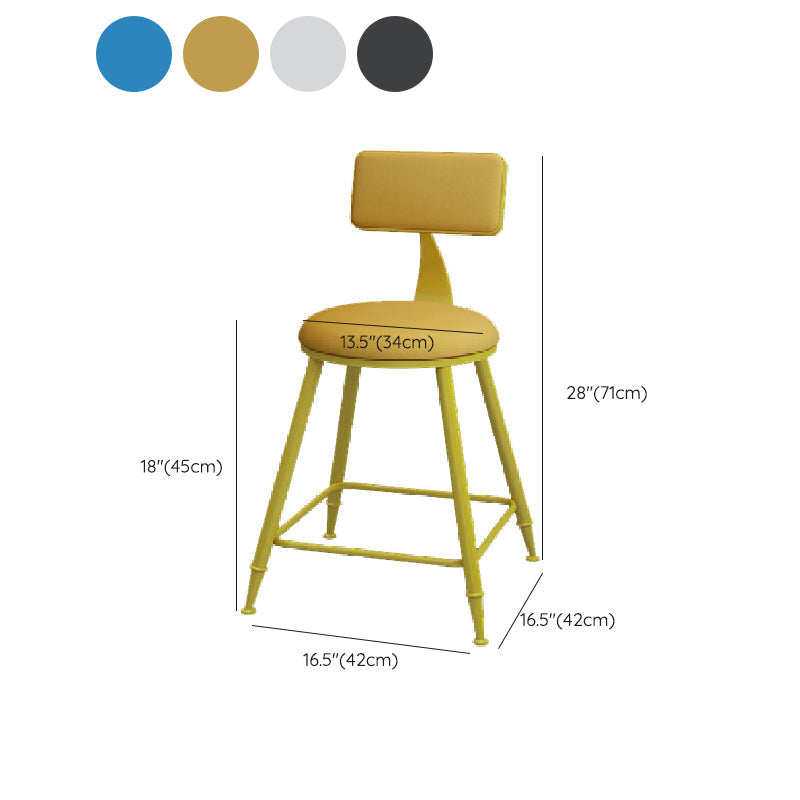 Nordic Armless Backrest Counter Stool Iron Kitchen Bar Stool with Leather Cushion