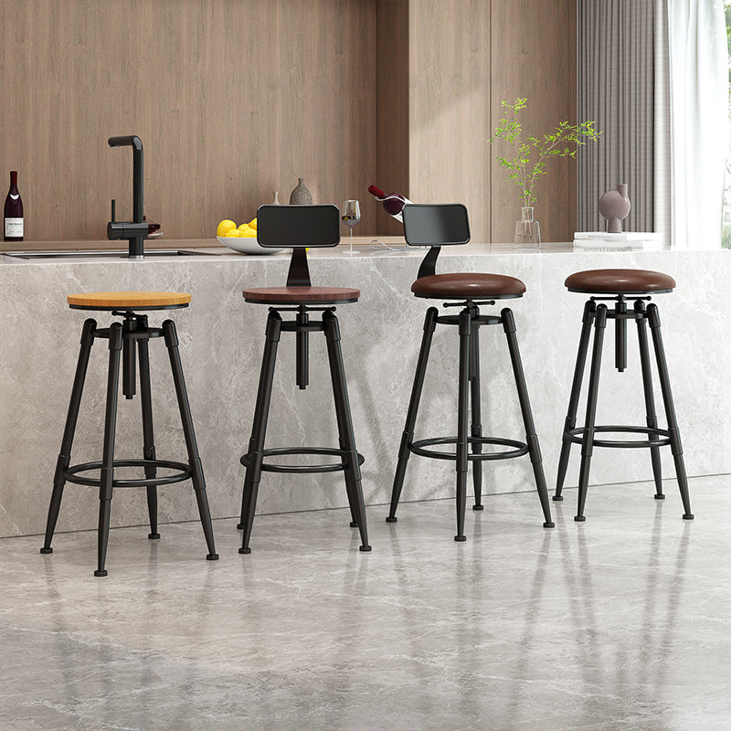 Industrial Adjustable Counter Chair Metal Round Indoor Dining Stool with Swivel