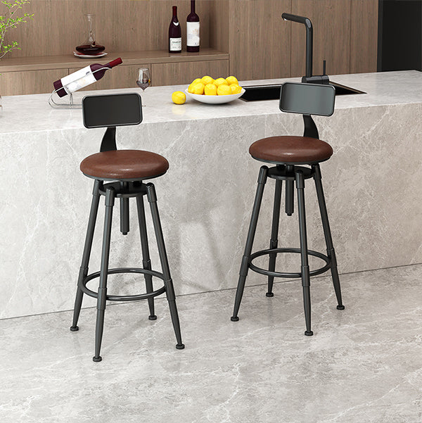Industrial Adjustable Counter Chair Metal Round Indoor Dining Stool with Swivel