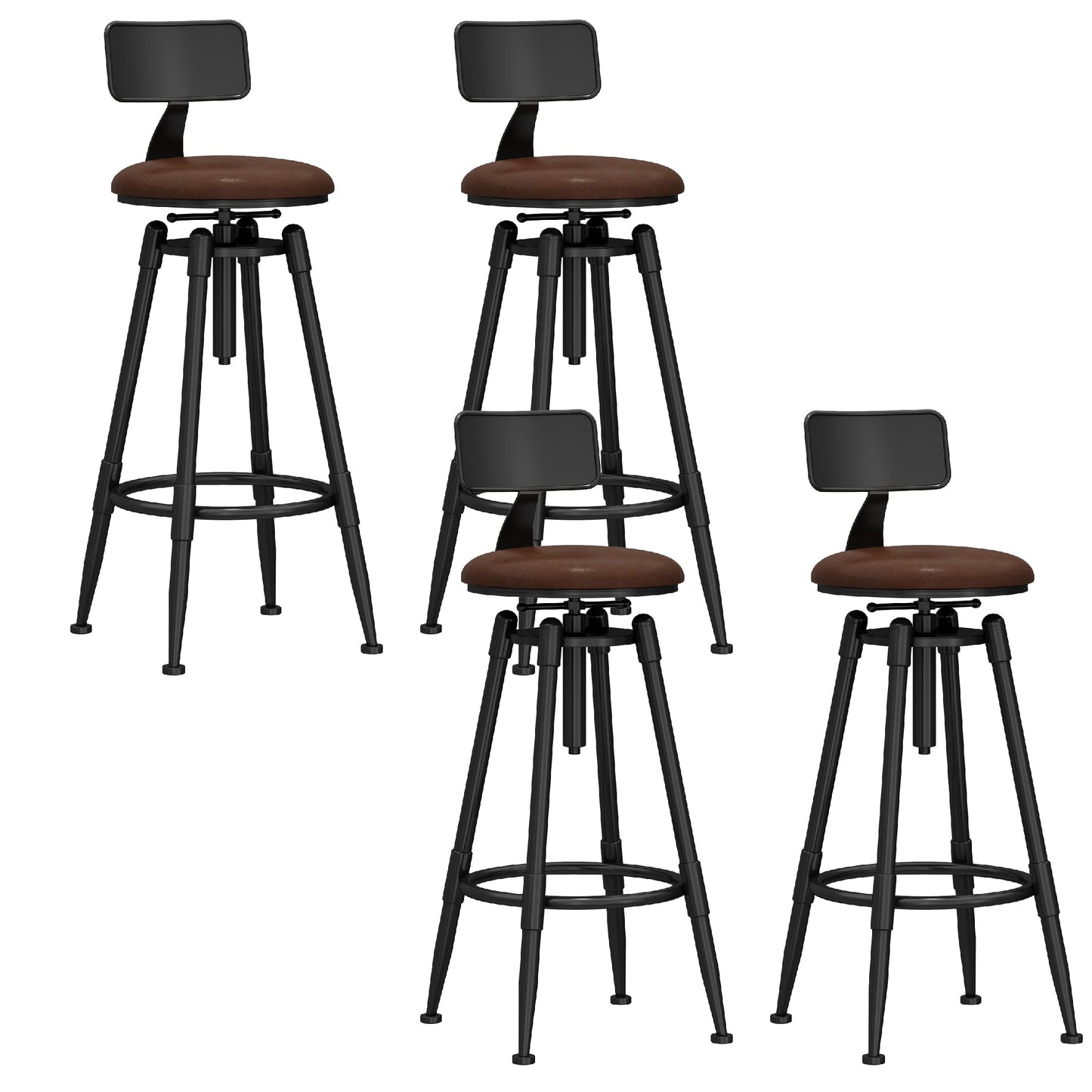 Industrial Adjustable Counter Chair Metal Round Indoor Dining Stool with Swivel