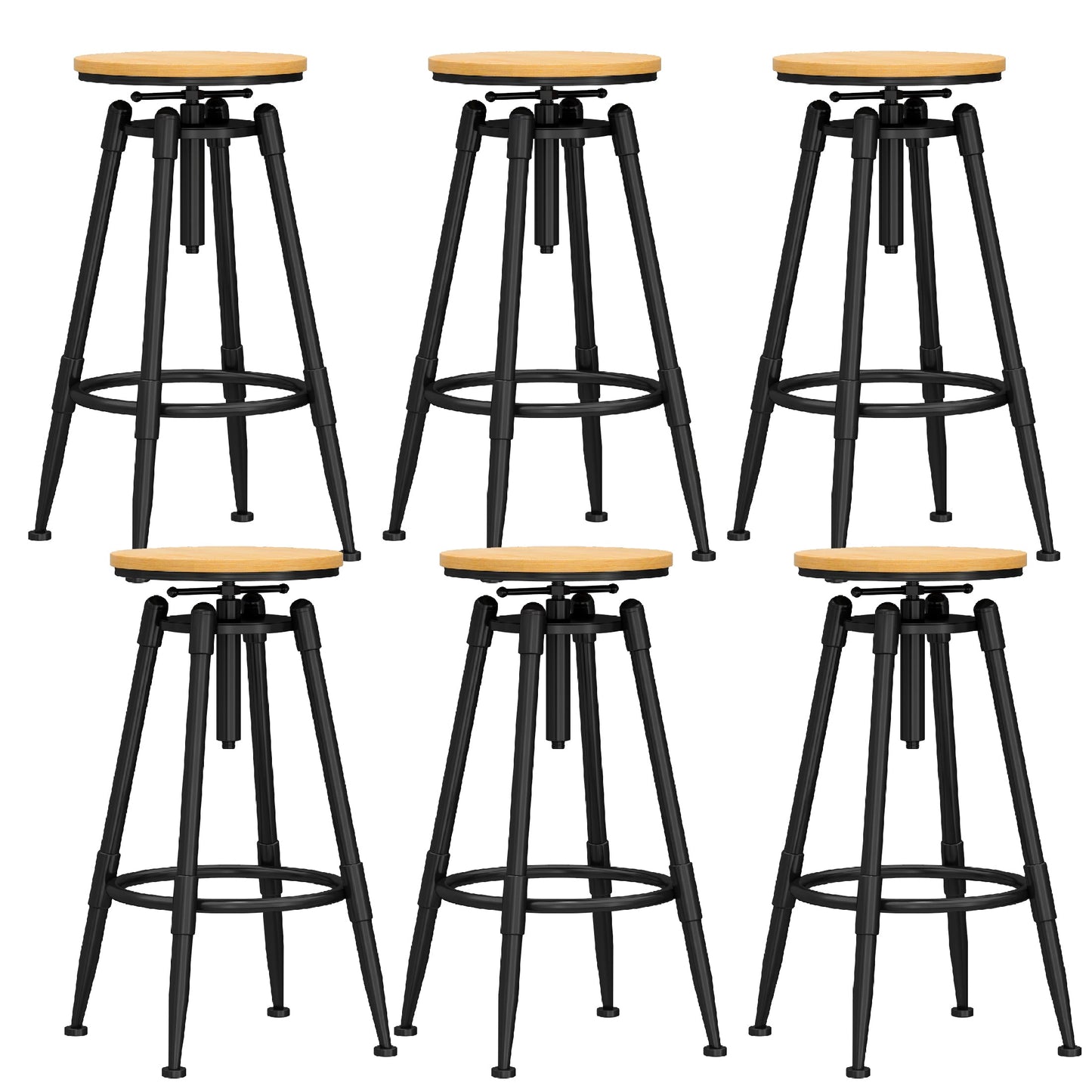 Industrial Adjustable Counter Chair Metal Round Indoor Dining Stool with Swivel