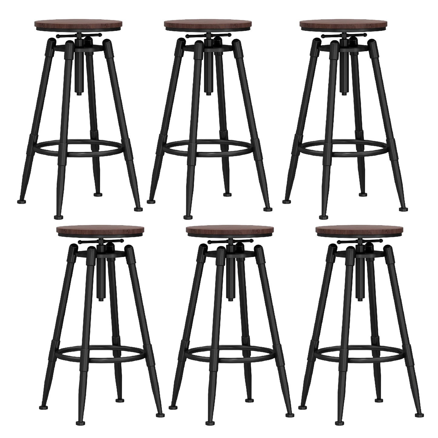 Industrial Adjustable Counter Chair Metal Round Indoor Dining Stool with Swivel