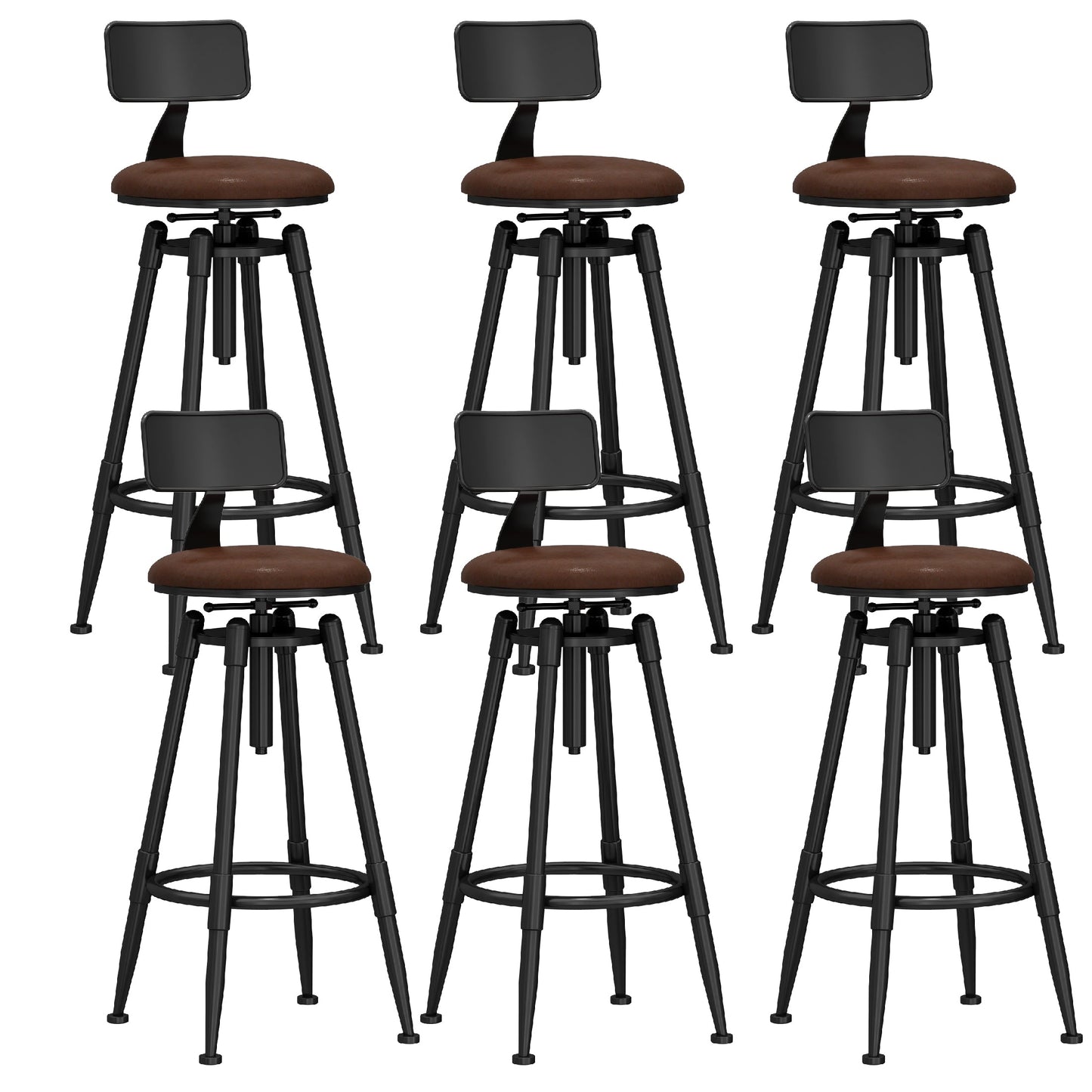 Industrial Adjustable Counter Chair Metal Round Indoor Dining Stool with Swivel