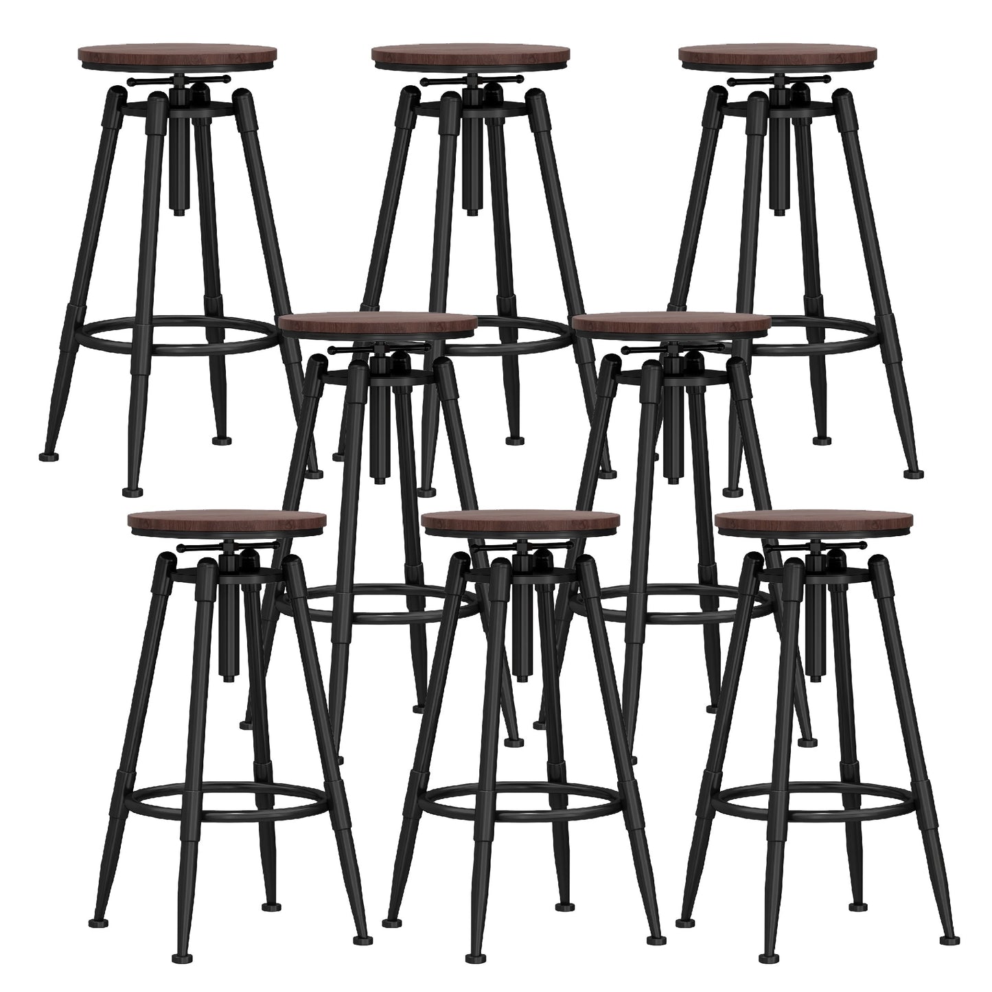 Industrial Adjustable Counter Chair Metal Round Indoor Dining Stool with Swivel