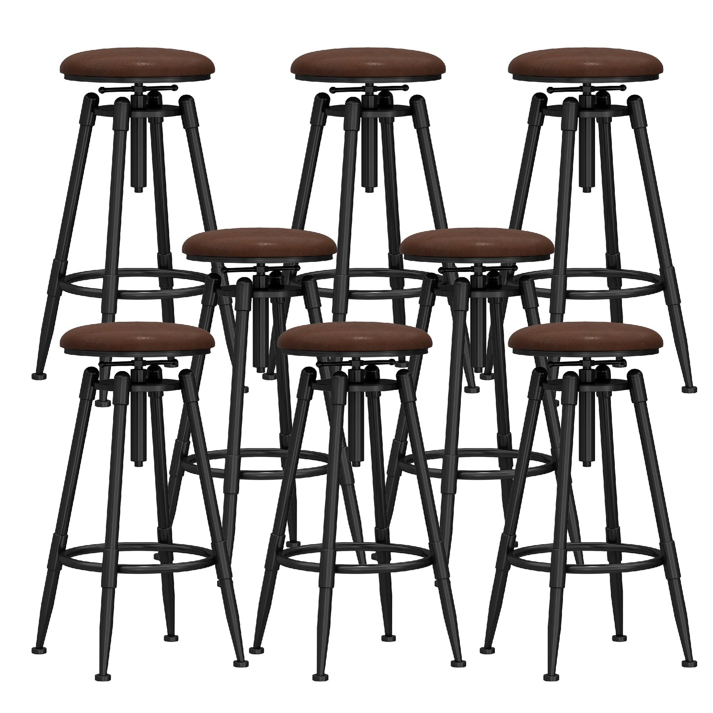 Industrial Adjustable Counter Chair Metal Round Indoor Dining Stool with Swivel
