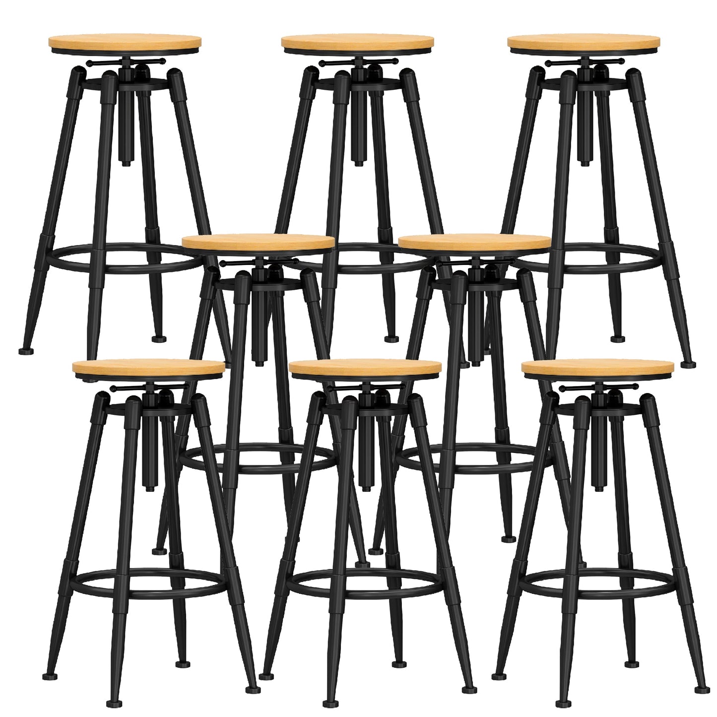 Industrial Adjustable Counter Chair Metal Round Indoor Dining Stool with Swivel