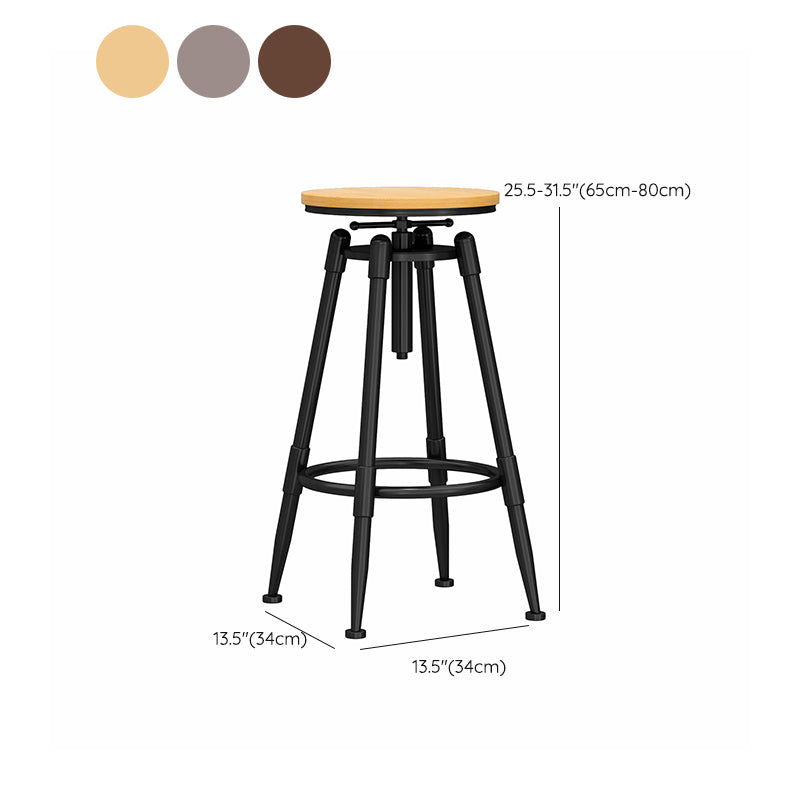 Industrial Adjustable Counter Chair Metal Round Indoor Dining Stool with Swivel