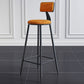 Modern Armless Backrest Counter Stool Steel Kitchen Bar Stool with Cushion and Pedal