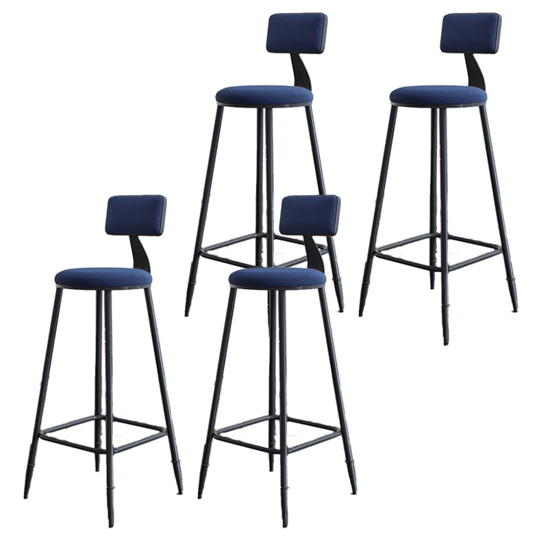 Modern Armless Backrest Counter Stool Steel Kitchen Bar Stool with Cushion and Pedal