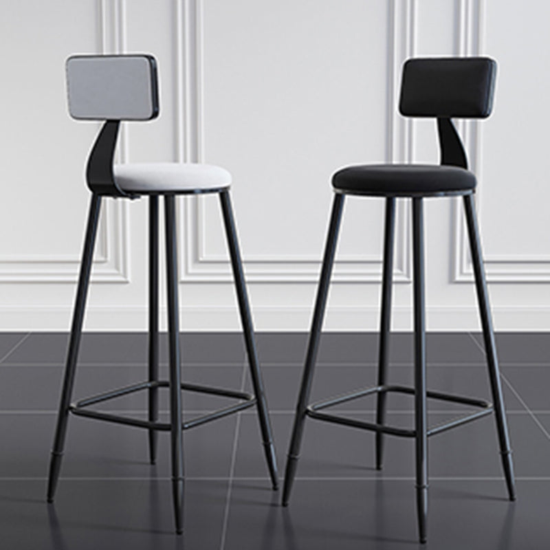 Modern Armless Backrest Counter Stool Steel Kitchen Bar Stool with Cushion and Pedal
