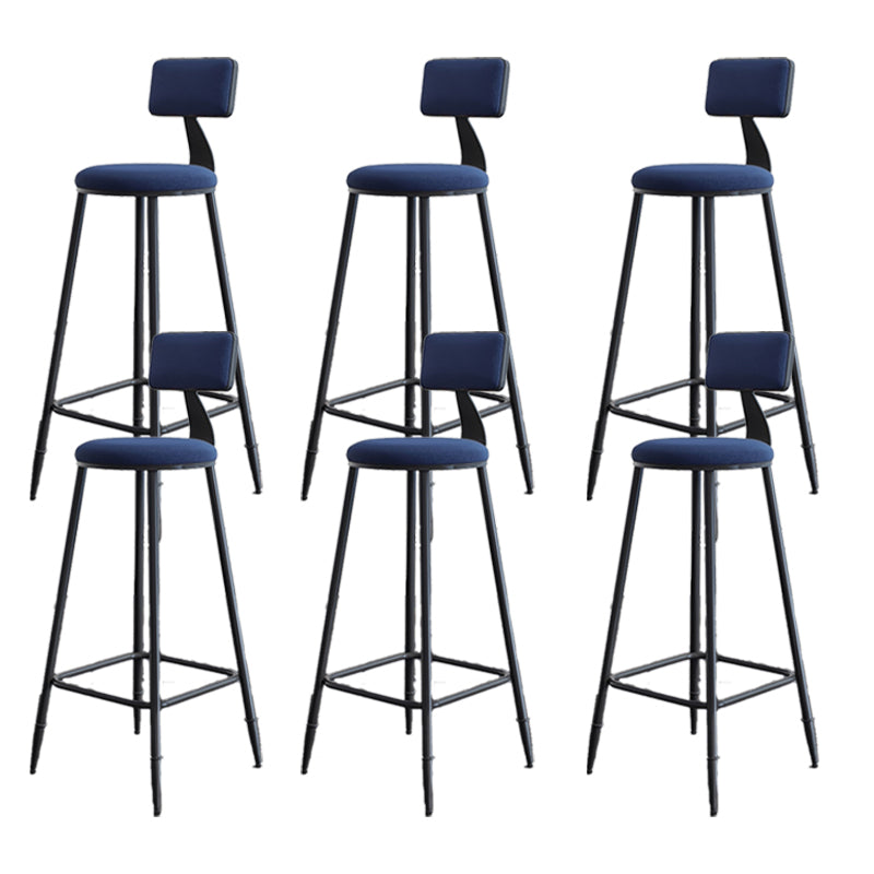 Modern Armless Backrest Counter Stool Steel Kitchen Bar Stool with Cushion and Pedal