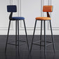 Modern Armless Backrest Counter Stool Steel Kitchen Bar Stool with Cushion and Pedal