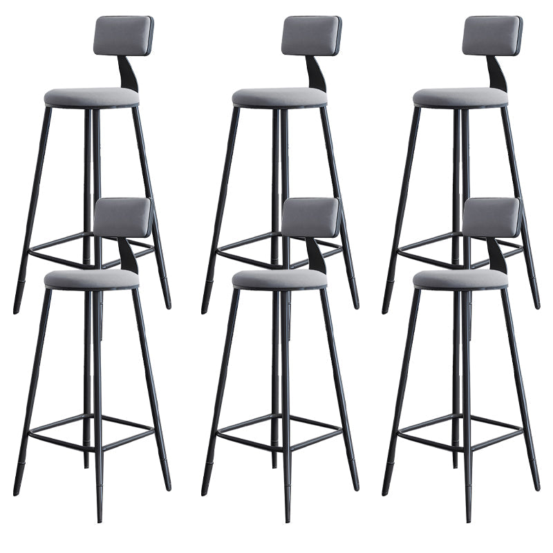 Modern Armless Backrest Counter Stool Steel Kitchen Bar Stool with Cushion and Pedal