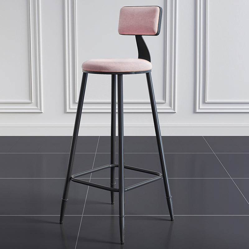 Modern Armless Backrest Counter Stool Steel Kitchen Bar Stool with Cushion and Pedal