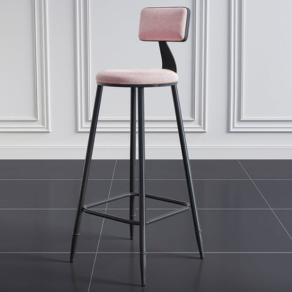 Modern Armless Backrest Counter Stool Steel Kitchen Bar Stool with Cushion and Pedal