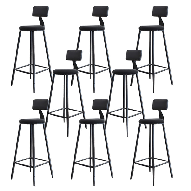 Modern Armless Backrest Counter Stool Steel Kitchen Bar Stool with Cushion and Pedal