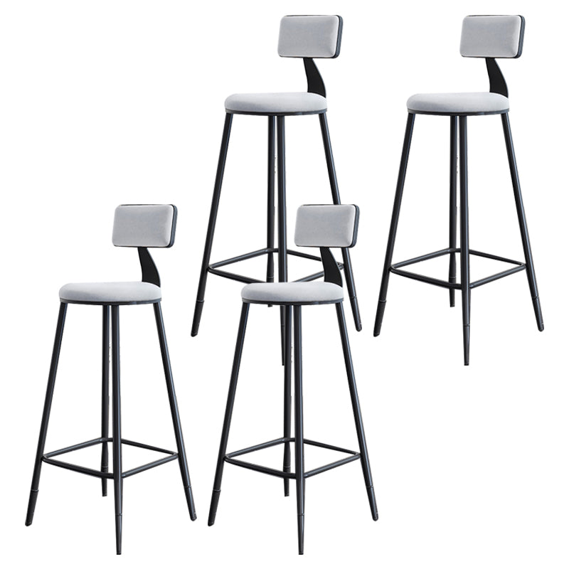 Modern Armless Backrest Counter Stool Steel Kitchen Bar Stool with Cushion and Pedal
