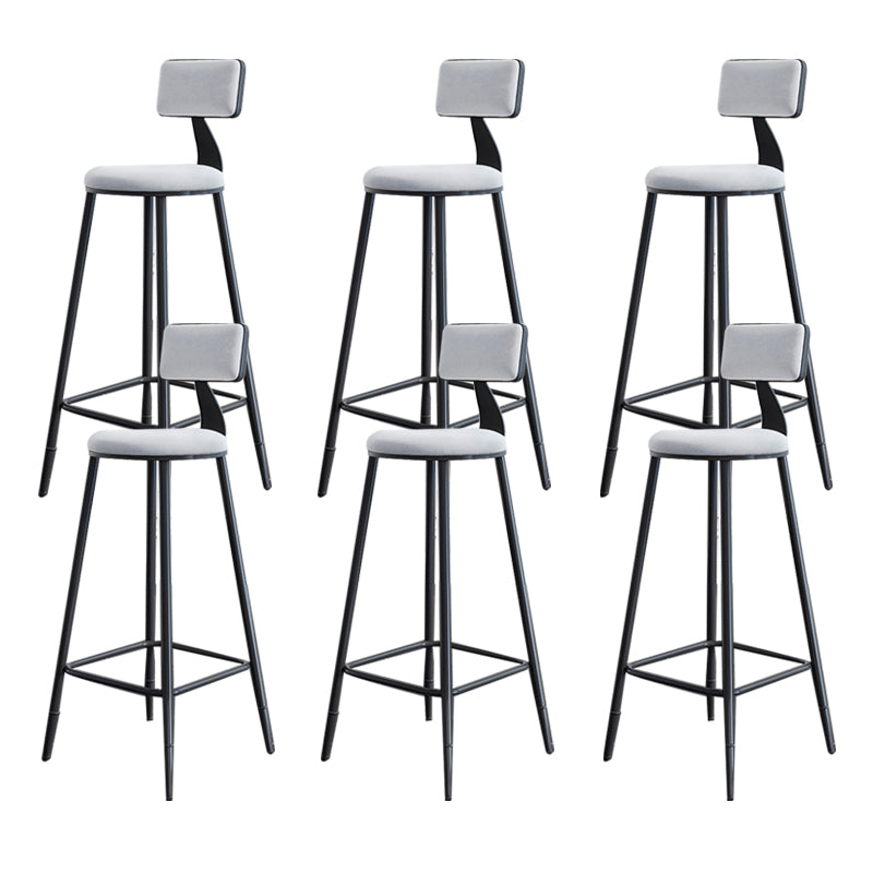 Modern Armless Backrest Counter Stool Steel Kitchen Bar Stool with Cushion and Pedal