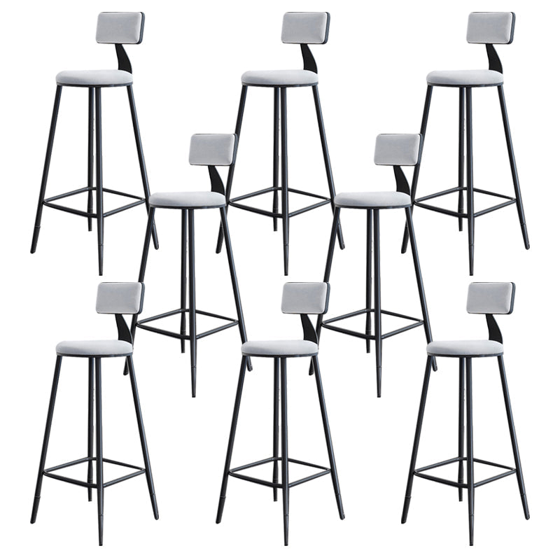 Modern Armless Backrest Counter Stool Steel Kitchen Bar Stool with Cushion and Pedal