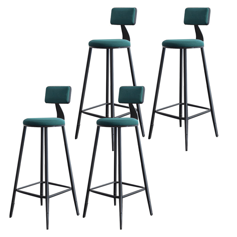 Modern Armless Backrest Counter Stool Steel Kitchen Bar Stool with Cushion and Pedal
