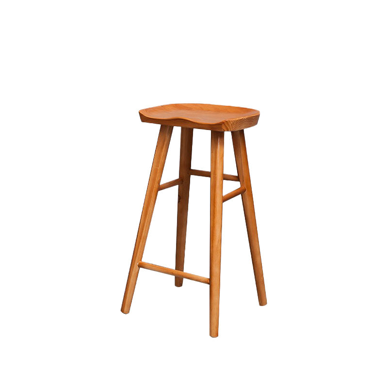 Modern Solid Wood Dining Stool Backless Contoured Seat Bar and Counter Stool