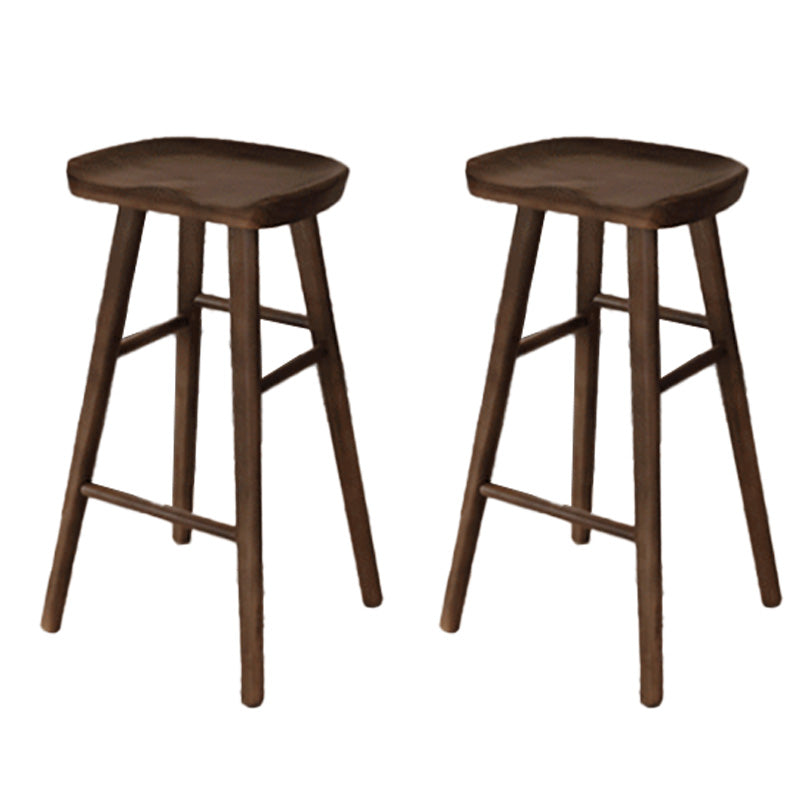Modern Solid Wood Dining Stool Backless Contoured Seat Bar and Counter Stool