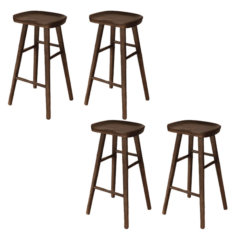 Modern Solid Wood Dining Stool Backless Contoured Seat Bar and Counter Stool