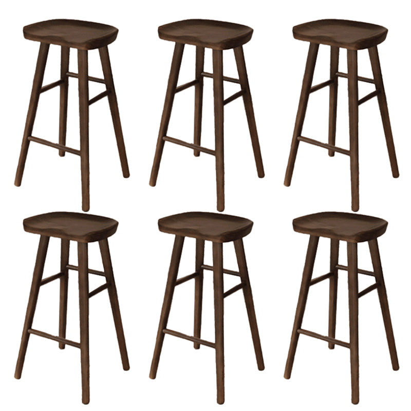 Modern Solid Wood Dining Stool Backless Contoured Seat Bar and Counter Stool