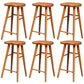 Modern Solid Wood Dining Stool Backless Contoured Seat Bar and Counter Stool