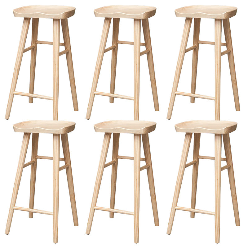 Modern Solid Wood Dining Stool Backless Contoured Seat Bar and Counter Stool