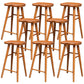 Modern Solid Wood Dining Stool Backless Contoured Seat Bar and Counter Stool