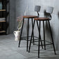 Industrial Armless Backrest Counter Stool Iron Cafe Bar Stool with Wooden Seat and Pedal Clearhalo 'Bar Furniture' 'Bar Stools' 'bar_stools' 'furn' 'furn_bar_stools' 'Furniture' 'Kitchen & Dining Furniture' 6123704