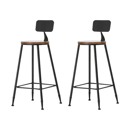 Industrial Armless Backrest Counter Stool Iron Cafe Bar Stool with Wooden Seat and Pedal Black 2 Piece Set Counter Stool(26"H) Clearhalo 'Bar Furniture' 'Bar Stools' 'bar_stools' 'furn' 'furn_bar_stools' 'Furniture' 'Kitchen & Dining Furniture' 6123705