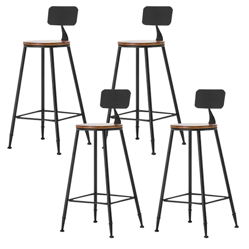 Industrial Armless Backrest Counter Stool Iron Cafe Bar Stool with Wooden Seat and Pedal Black 4 Piece Set Counter Stool(26"H) Clearhalo 'Bar Furniture' 'Bar Stools' 'bar_stools' 'furn' 'furn_bar_stools' 'Furniture' 'Kitchen & Dining Furniture' 6123706