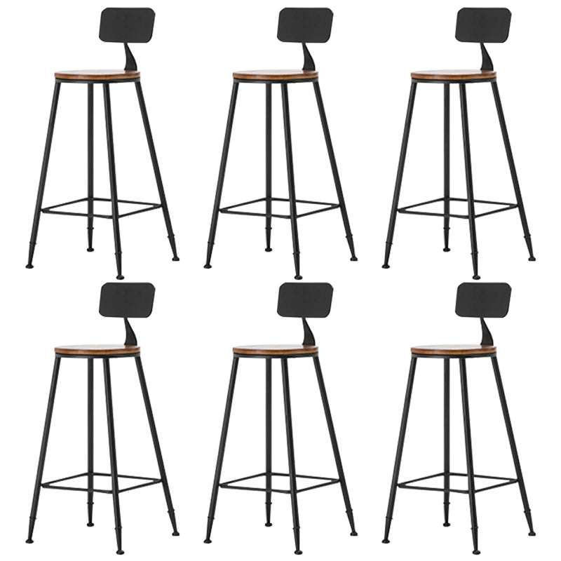 Industrial Armless Backrest Counter Stool Iron Cafe Bar Stool with Wooden Seat and Pedal Black 6 Piece Set Counter Stool(26"H) Clearhalo 'Bar Furniture' 'Bar Stools' 'bar_stools' 'furn' 'furn_bar_stools' 'Furniture' 'Kitchen & Dining Furniture' 6123709