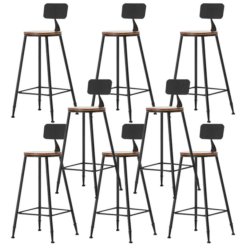 Industrial Armless Backrest Counter Stool Iron Cafe Bar Stool with Wooden Seat and Pedal Black 8 Piece Set Counter Stool(26"H) Clearhalo 'Bar Furniture' 'Bar Stools' 'bar_stools' 'furn' 'furn_bar_stools' 'Furniture' 'Kitchen & Dining Furniture' 6123711